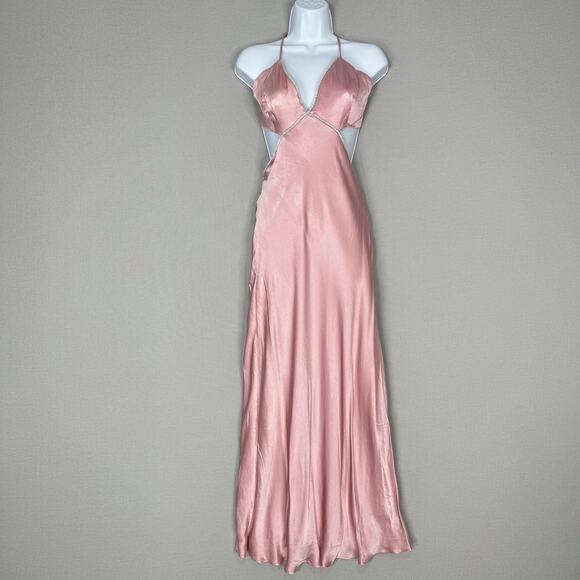 Bardot Dresses & Skirts - Bardot Dress Womens 8 Blush Pink Rome Diamonte Slip Cutout Maxi Gown Prom Formal